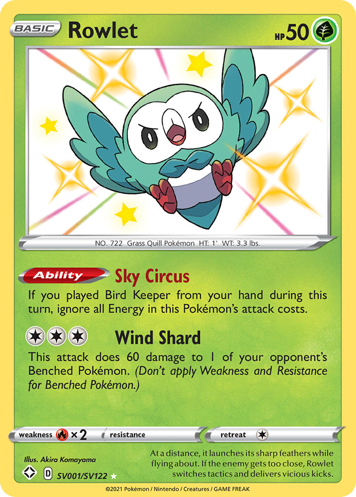 Rowlet (SV001/SV122) [Sword & Shield: Shining Fates] | Jomio and Rueliete's Cards and Comics