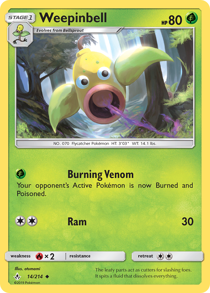 Weepinbell (14/214) [Sun & Moon: Unbroken Bonds] | Jomio and Rueliete's Cards and Comics