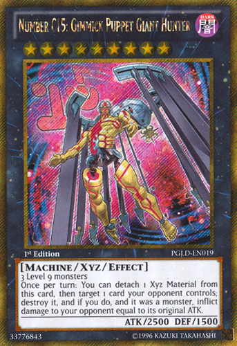 Number C15: Gimmick Puppet Giant Hunter [PGLD-EN019] Gold Secret Rare | Jomio and Rueliete's Cards and Comics
