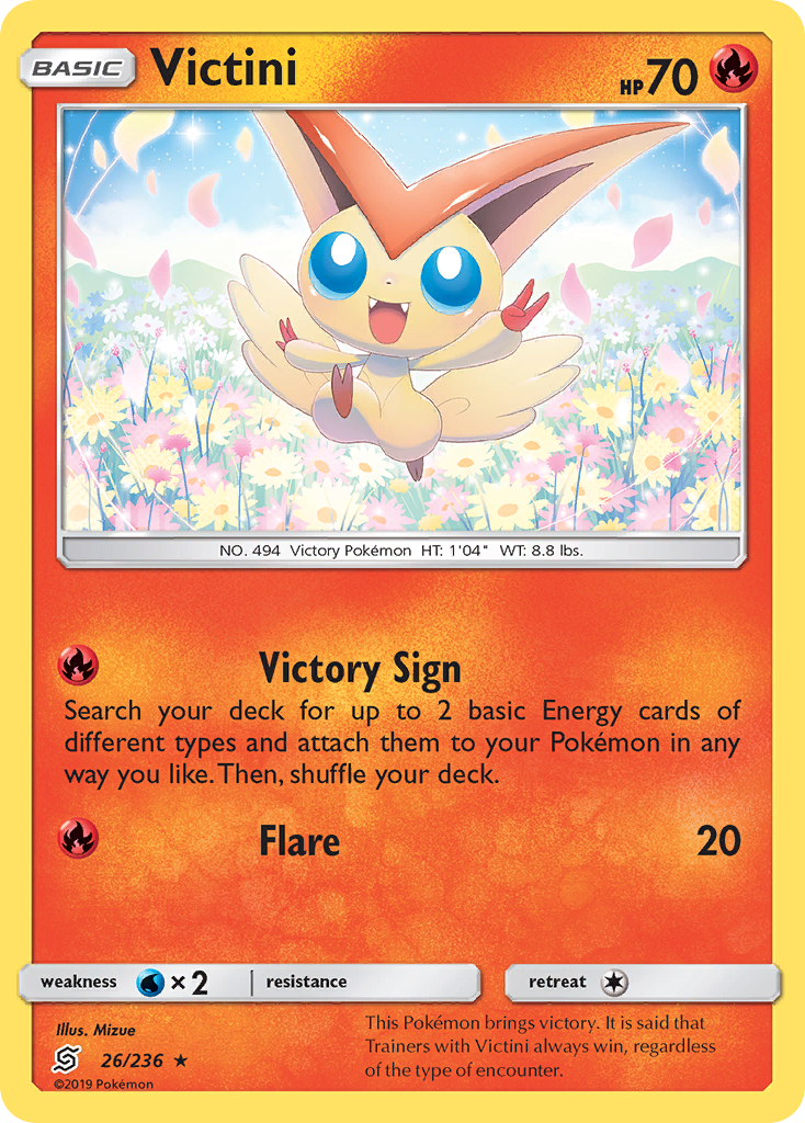Victini (26/236) [Sun & Moon: Unified Minds] | Jomio and Rueliete's Cards and Comics