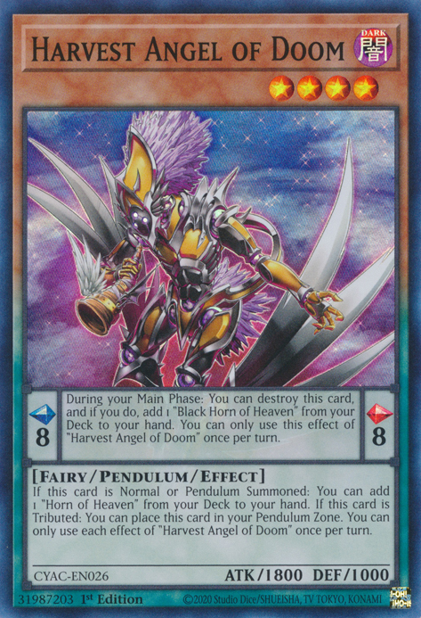 Harvest Angel of Doom [CYAC-EN026] Super Rare | Jomio and Rueliete's Cards and Comics