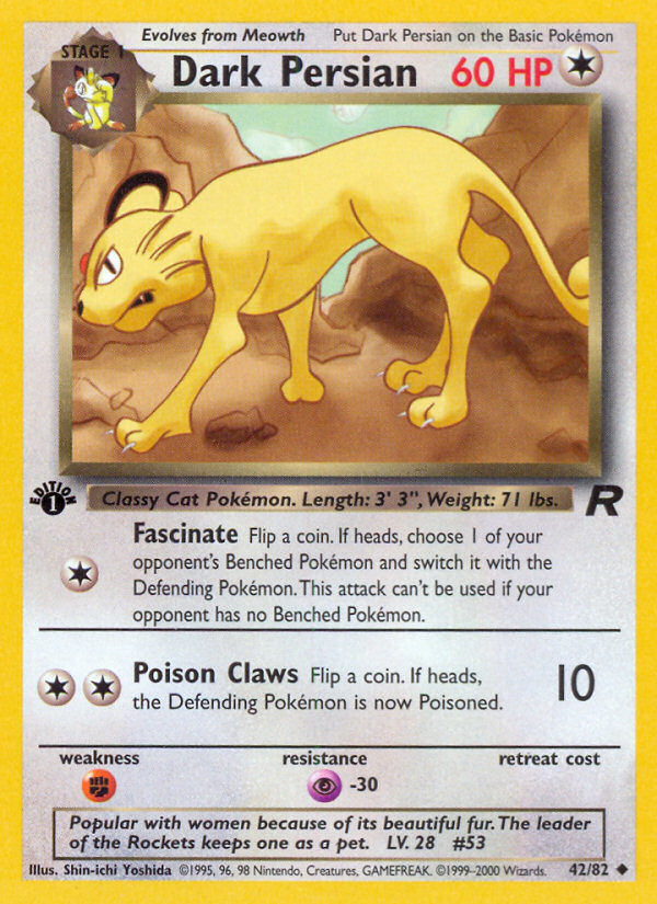 Dark Persian (42/82) [Team Rocket 1st Edition] | Jomio and Rueliete's Cards and Comics