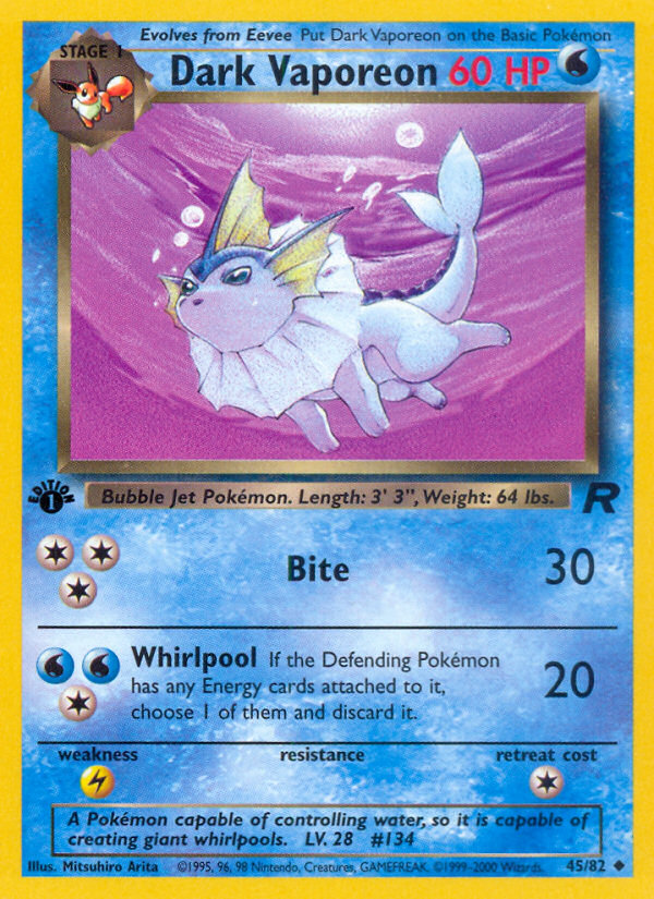 Dark Vaporeon (45/82) [Team Rocket 1st Edition] | Jomio and Rueliete's Cards and Comics