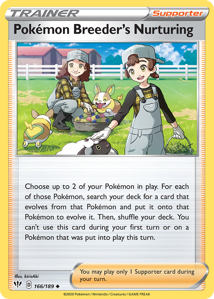 Pokemon Breeder's Nurturing (166/189) [Sword & Shield: Darkness Ablaze] | Jomio and Rueliete's Cards and Comics