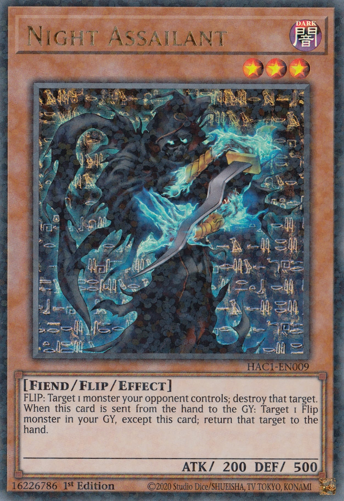 Night Assailant (Duel Terminal) [HAC1-EN009] Parallel Rare | Jomio and Rueliete's Cards and Comics