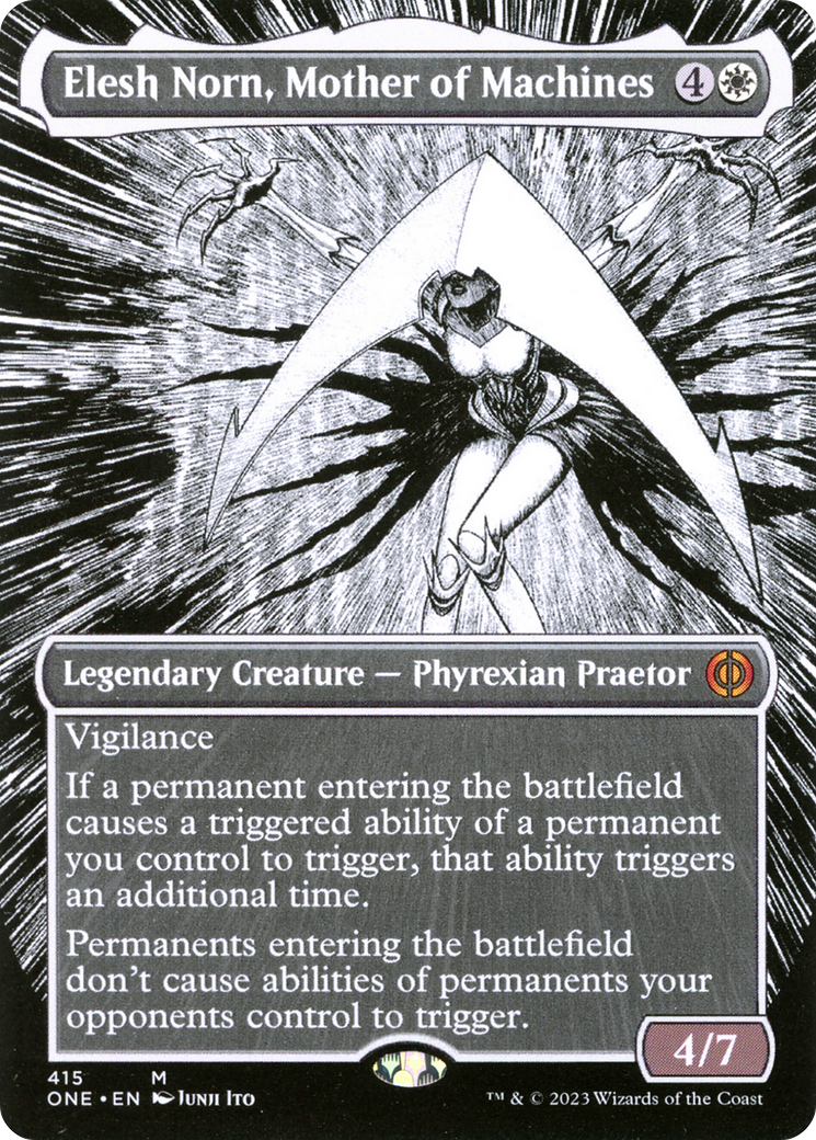 Elesh Norn, Mother of Machines (Borderless Manga) [Phyrexia: All Will Be One] | Jomio and Rueliete's Cards and Comics