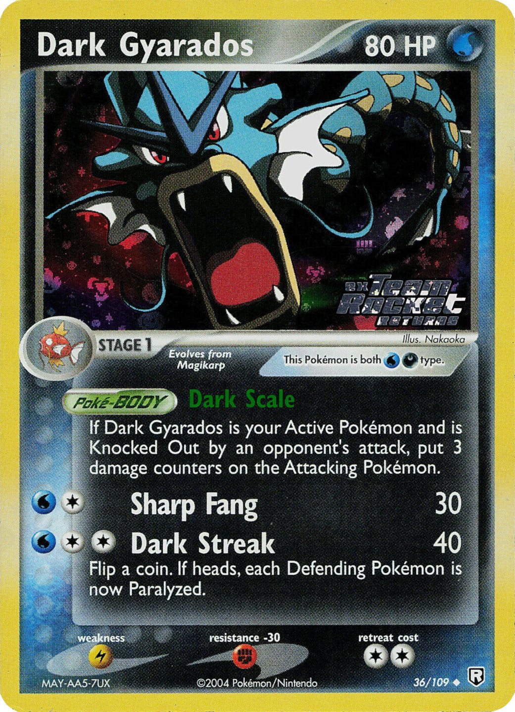 Dark Gyarados (36/109) (Stamped) [EX: Team Rocket Returns] | Jomio and Rueliete's Cards and Comics