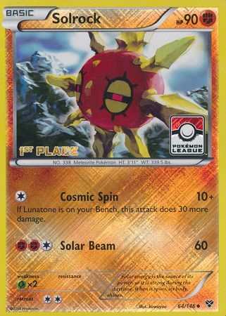 Solrock (64/146) (1st Place League Challenge Promo) [XY: Base Set] | Jomio and Rueliete's Cards and Comics