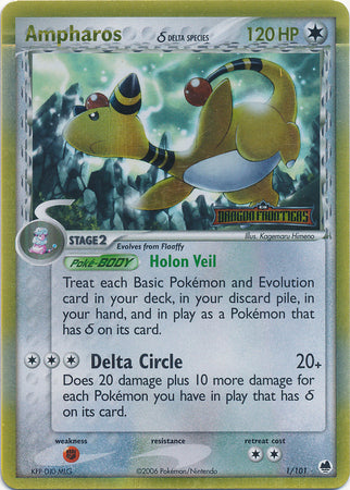 Ampharos (1/101) (Delta Species) (Stamped) [EX: Dragon Frontiers] | Jomio and Rueliete's Cards and Comics