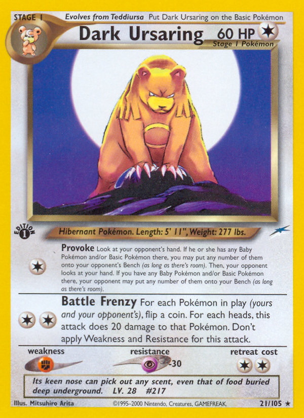 Dark Ursaring (21/105) [Neo Destiny 1st Edition] | Jomio and Rueliete's Cards and Comics