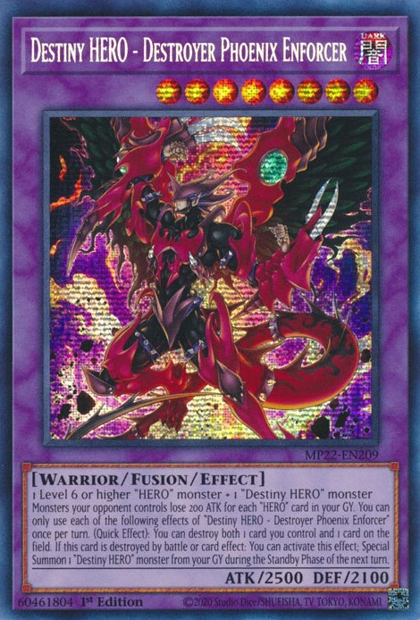 Destiny HERO - Destroyer Phoenix Enforcer [MP22-EN209] Prismatic Secret Rare | Jomio and Rueliete's Cards and Comics