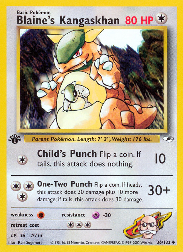 Blaine's Kangaskhan (36/132) [Gym Heroes 1st Edition] | Jomio and Rueliete's Cards and Comics
