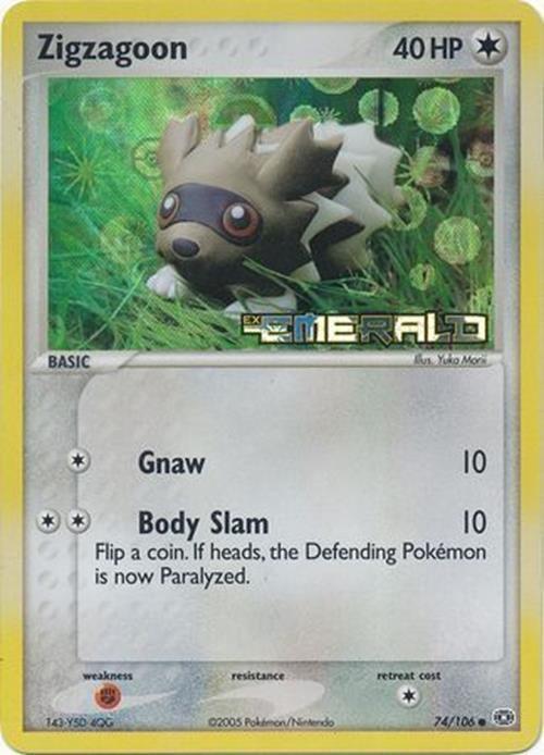 Zigzagoon (74/106) (Stamped) [EX: Emerald] | Jomio and Rueliete's Cards and Comics