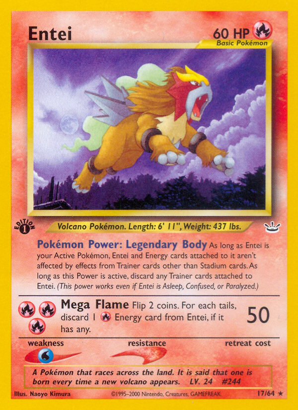 Entei (17/64) [Neo Revelation 1st Edition] | Jomio and Rueliete's Cards and Comics