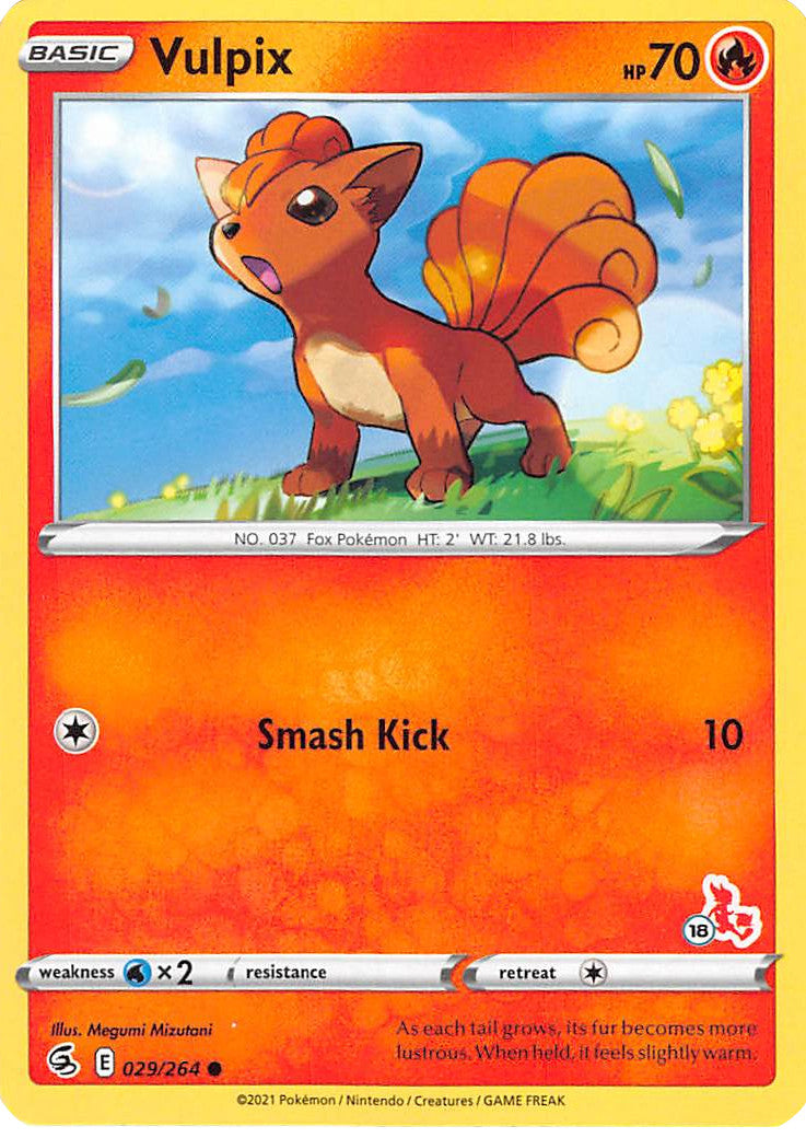 Vulpix (029/264) (Cinderace Stamp #18) [Battle Academy 2022] | Jomio and Rueliete's Cards and Comics