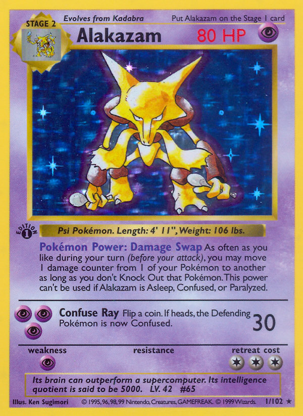 Alakazam (1/102) (Shadowless) [Base Set 1st Edition] | Jomio and Rueliete's Cards and Comics