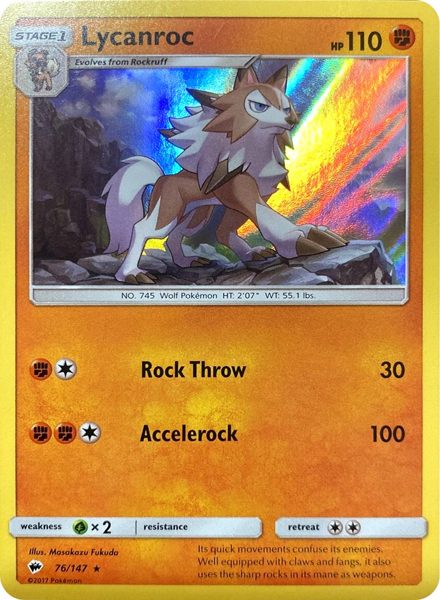 Lycanroc (76/147) (Water Web Holo) [Sun & Moon: Burning Shadows] | Jomio and Rueliete's Cards and Comics