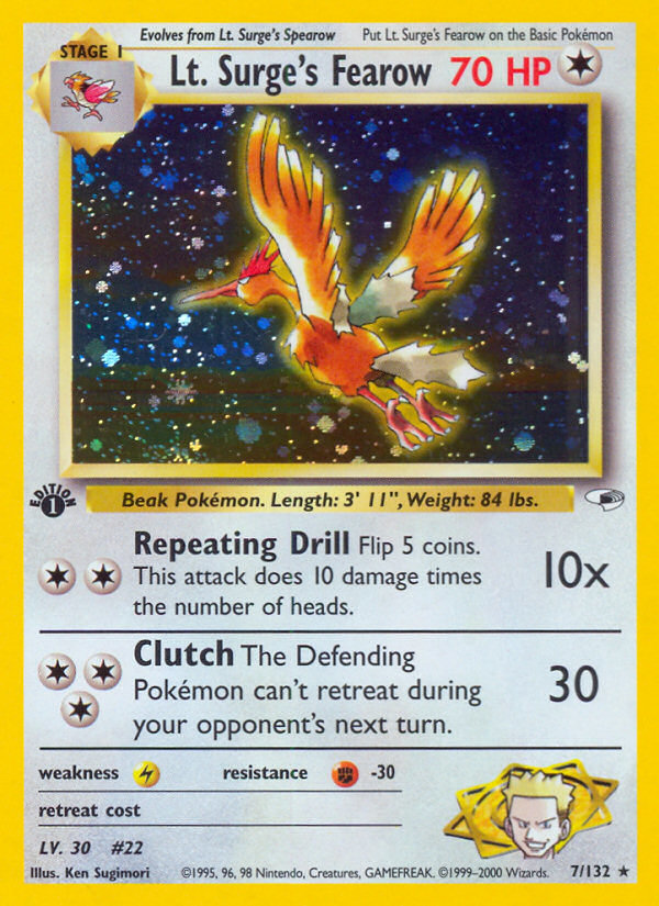 Lt. Surge's Fearow (7/132) [Gym Heroes 1st Edition] | Jomio and Rueliete's Cards and Comics