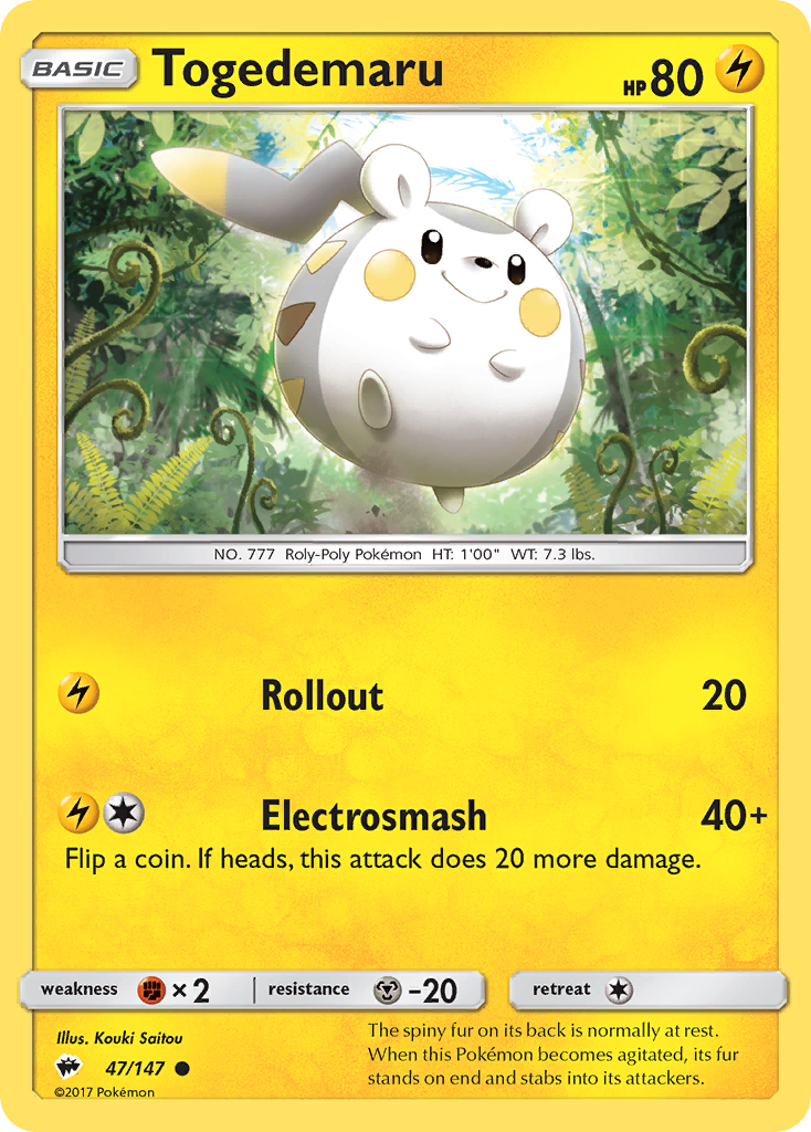 Togedemaru (47/147) [Sun & Moon: Burning Shadows] | Jomio and Rueliete's Cards and Comics