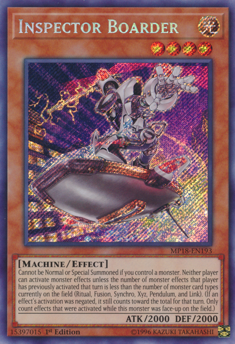 Inspector Boarder [MP18-EN193] Secret Rare | Jomio and Rueliete's Cards and Comics