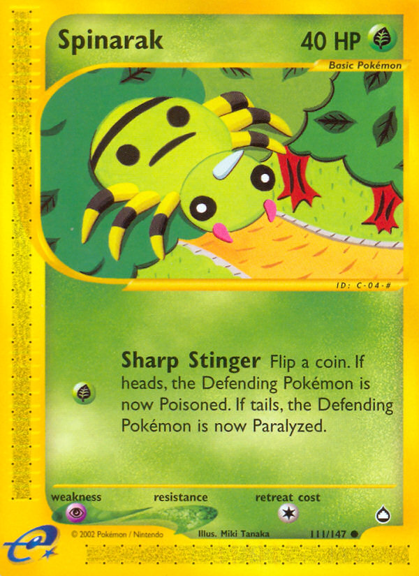 Spinarak (111/147) [Aquapolis] | Jomio and Rueliete's Cards and Comics