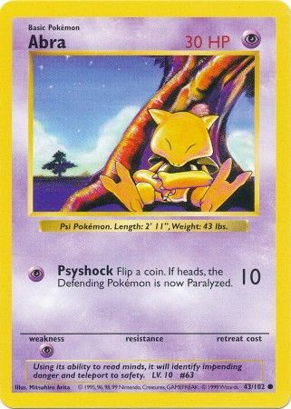Abra (43/102) [Base Set Shadowless Unlimited] | Jomio and Rueliete's Cards and Comics