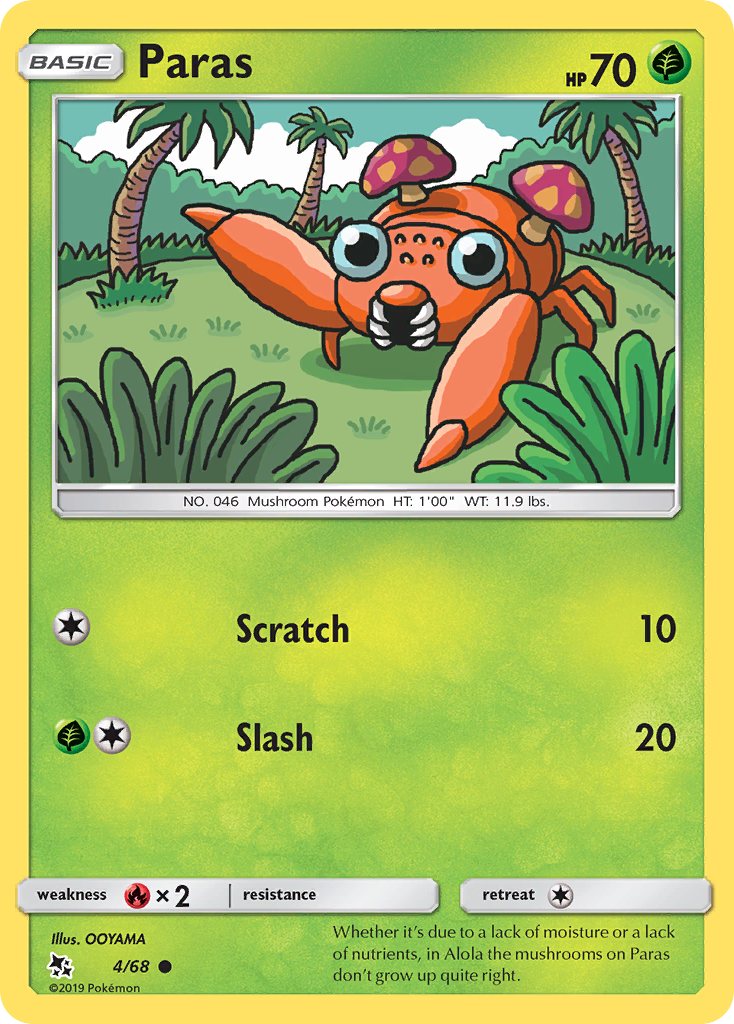 Paras (4/68) [Sun & Moon: Hidden Fates] | Jomio and Rueliete's Cards and Comics