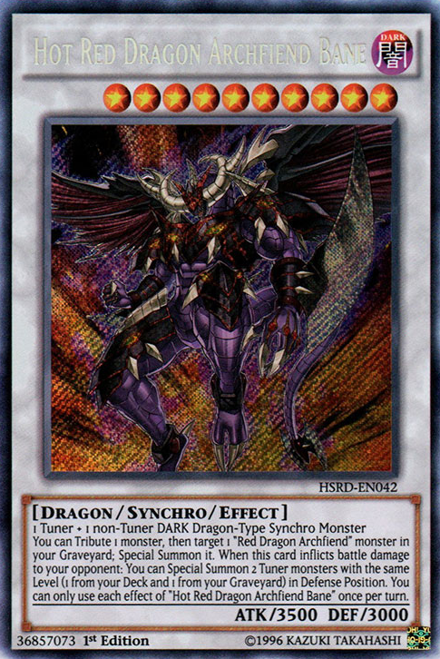 Hot Red Dragon Archfiend Bane [HSRD-EN042] Secret Rare | Jomio and Rueliete's Cards and Comics