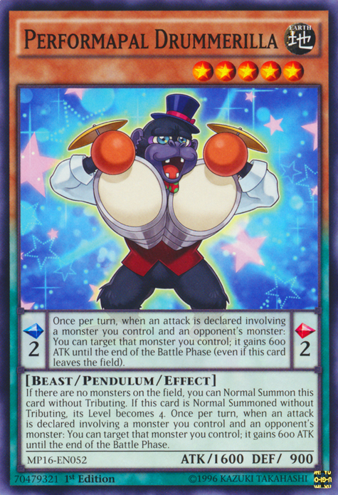 Performapal Drummerilla [MP16-EN052] Common | Jomio and Rueliete's Cards and Comics