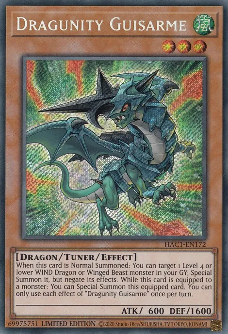 Dragunity Guisarme [HAC1-EN172] Secret Rare | Jomio and Rueliete's Cards and Comics