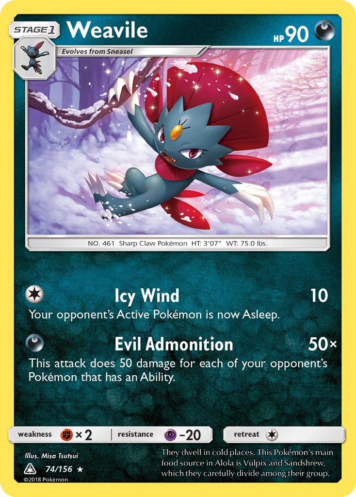 Weavile (74/156) [Sun & Moon: Ultra Prism] | Jomio and Rueliete's Cards and Comics