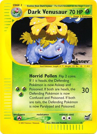 Dark Venusaur (7) (Winner) [Best of Promos] | Jomio and Rueliete's Cards and Comics