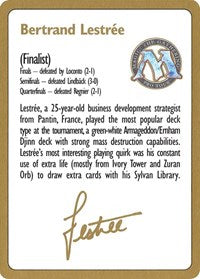1996 Bertrand Lestree Biography Card [World Championship Decks] | Jomio and Rueliete's Cards and Comics