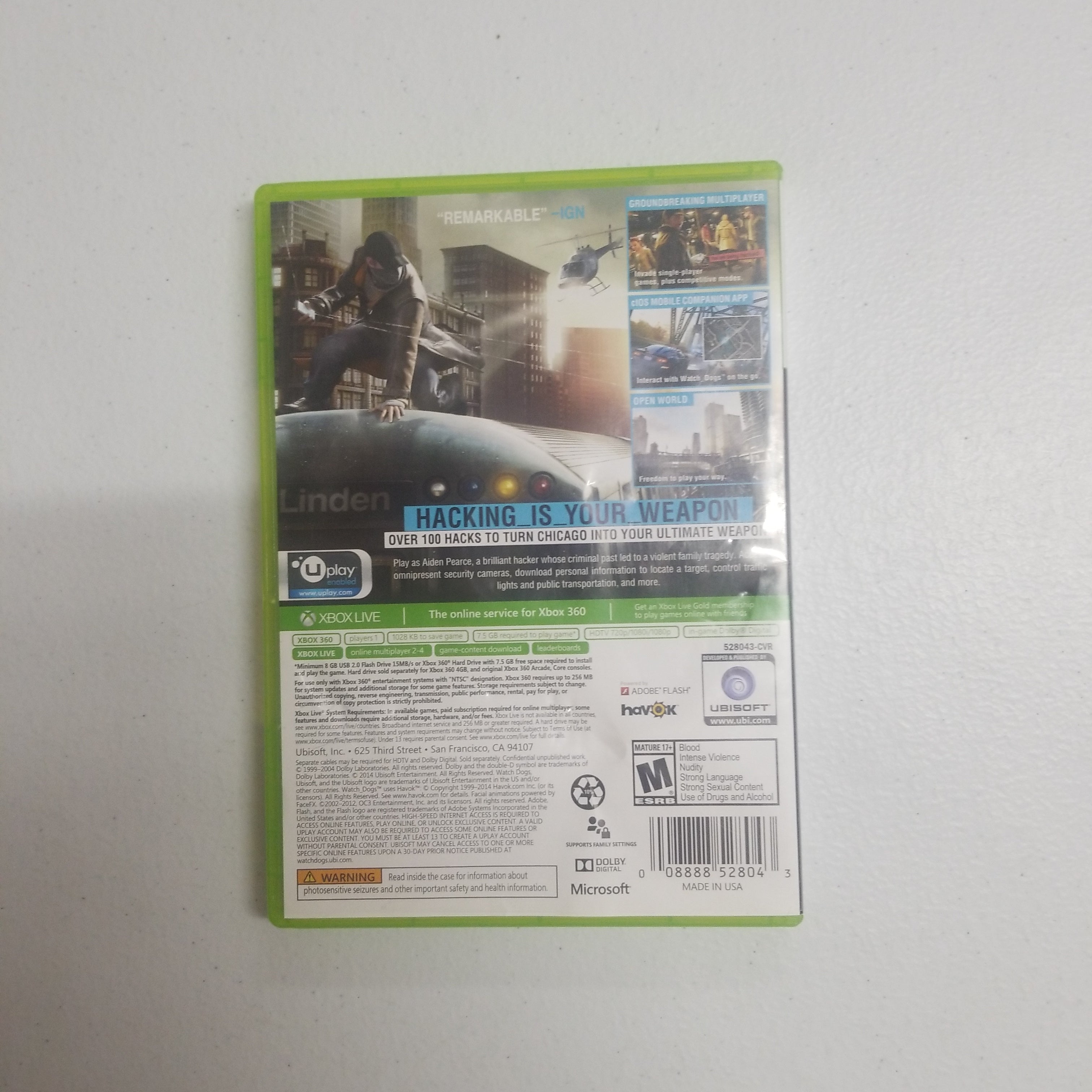 Watch Dogs Xbox 360 Video Game Pre-Owned | Jomio and Rueliete's Cards and Comics