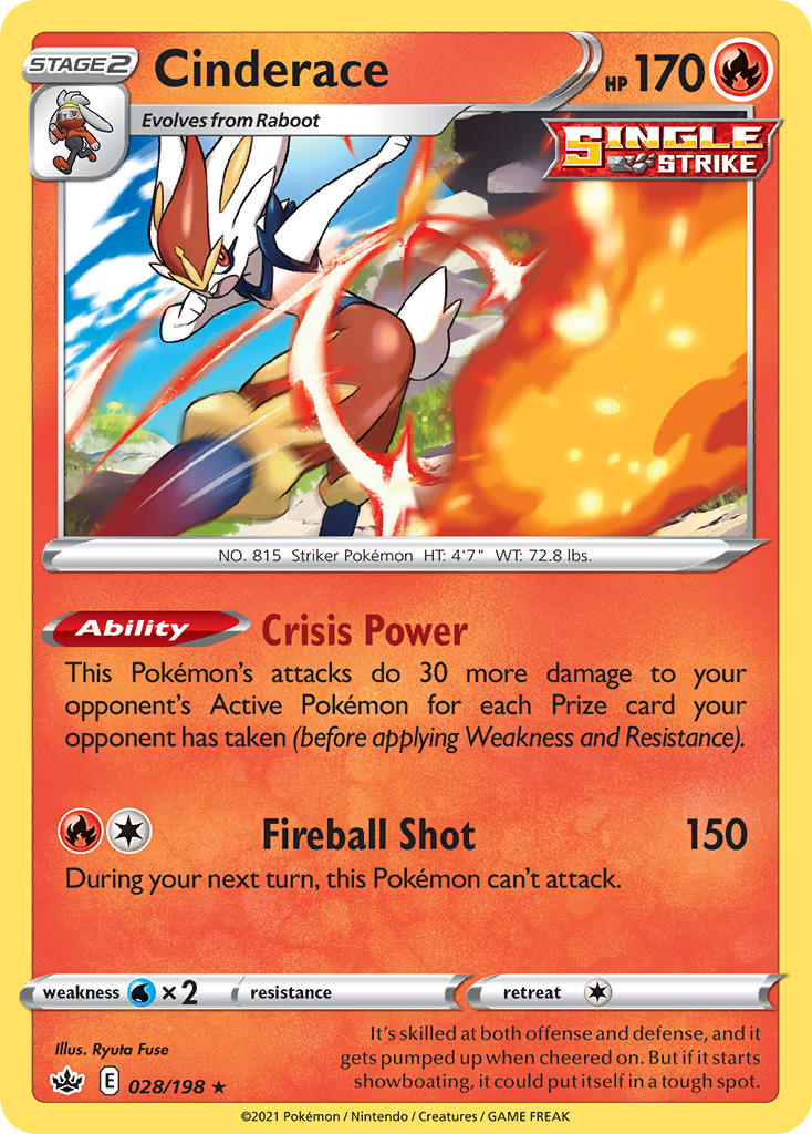 Cinderace (028/198) (Theme Deck Exclusive) [Sword & Shield: Chilling Reign] | Jomio and Rueliete's Cards and Comics