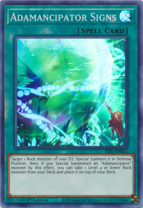 Adamancipator Signs [SESL-EN011] Super Rare | Jomio and Rueliete's Cards and Comics
