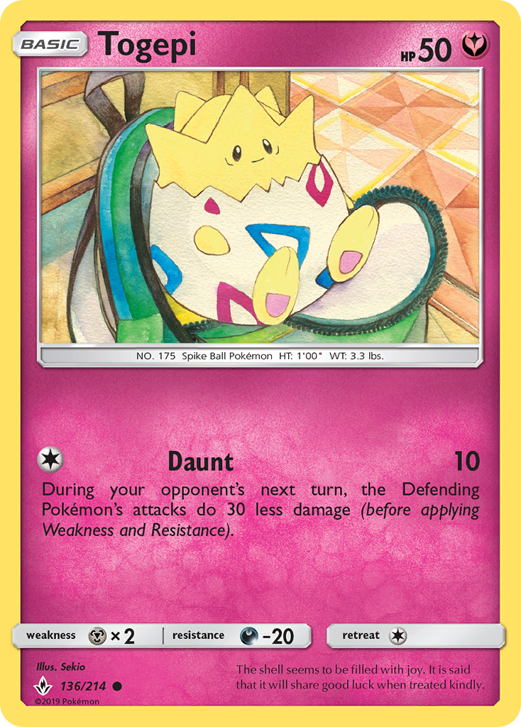 Togepi (136/214) [Sun & Moon: Unbroken Bonds] | Jomio and Rueliete's Cards and Comics