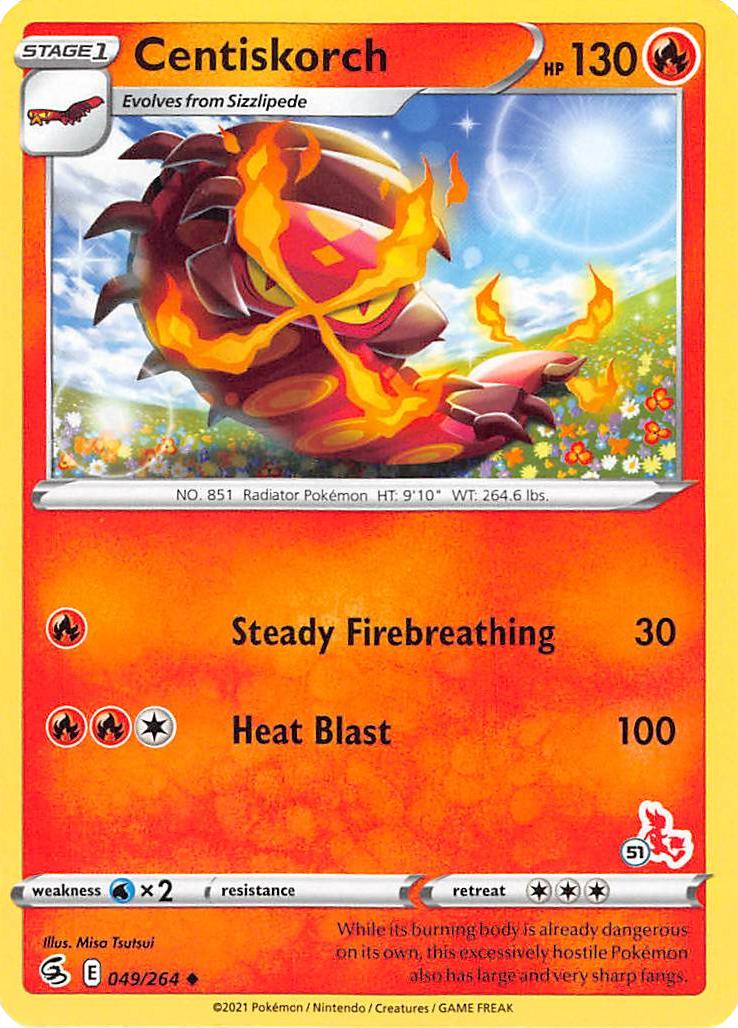 Centiskorch (49/264) (Cinderace Stamp #51) [Battle Academy 2022] | Jomio and Rueliete's Cards and Comics