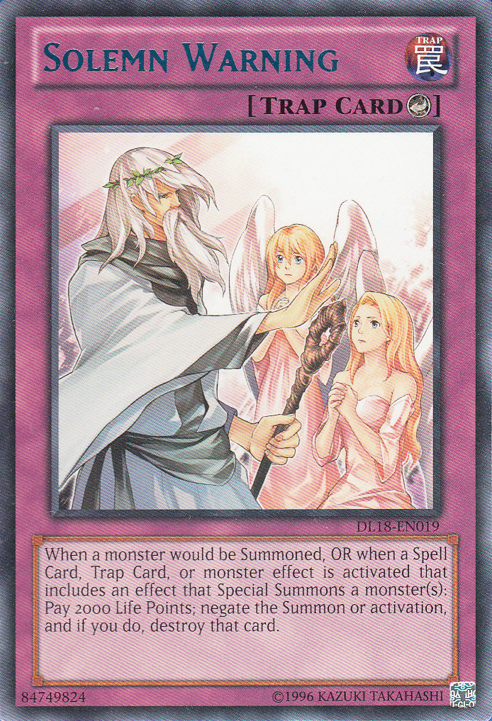 Solemn Warning (Blue) [DL18-EN019] Rare | Jomio and Rueliete's Cards and Comics