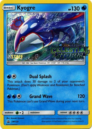Kyogre (SM129) (Staff Prerelease Promo) [Sun & Moon: Black Star Promos] | Jomio and Rueliete's Cards and Comics