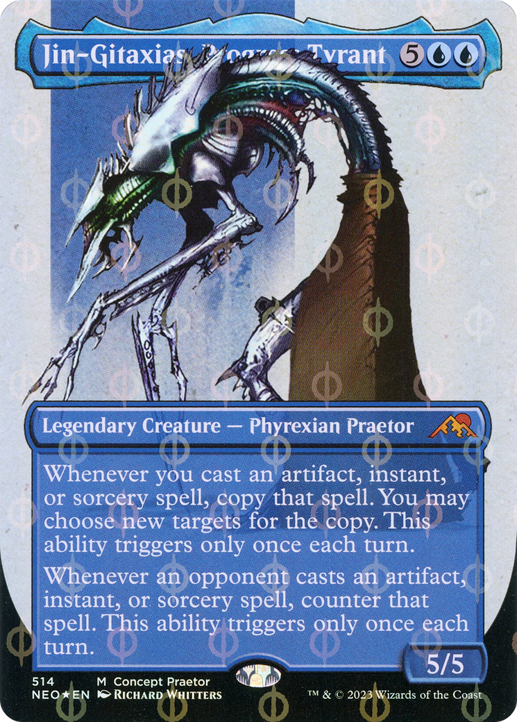 Jin-Gitaxias, Progress Tyrant (Borderless Concept Praetors Step-and-Compleat Foil) [Phyrexia: All Will Be One] | Jomio and Rueliete's Cards and Comics