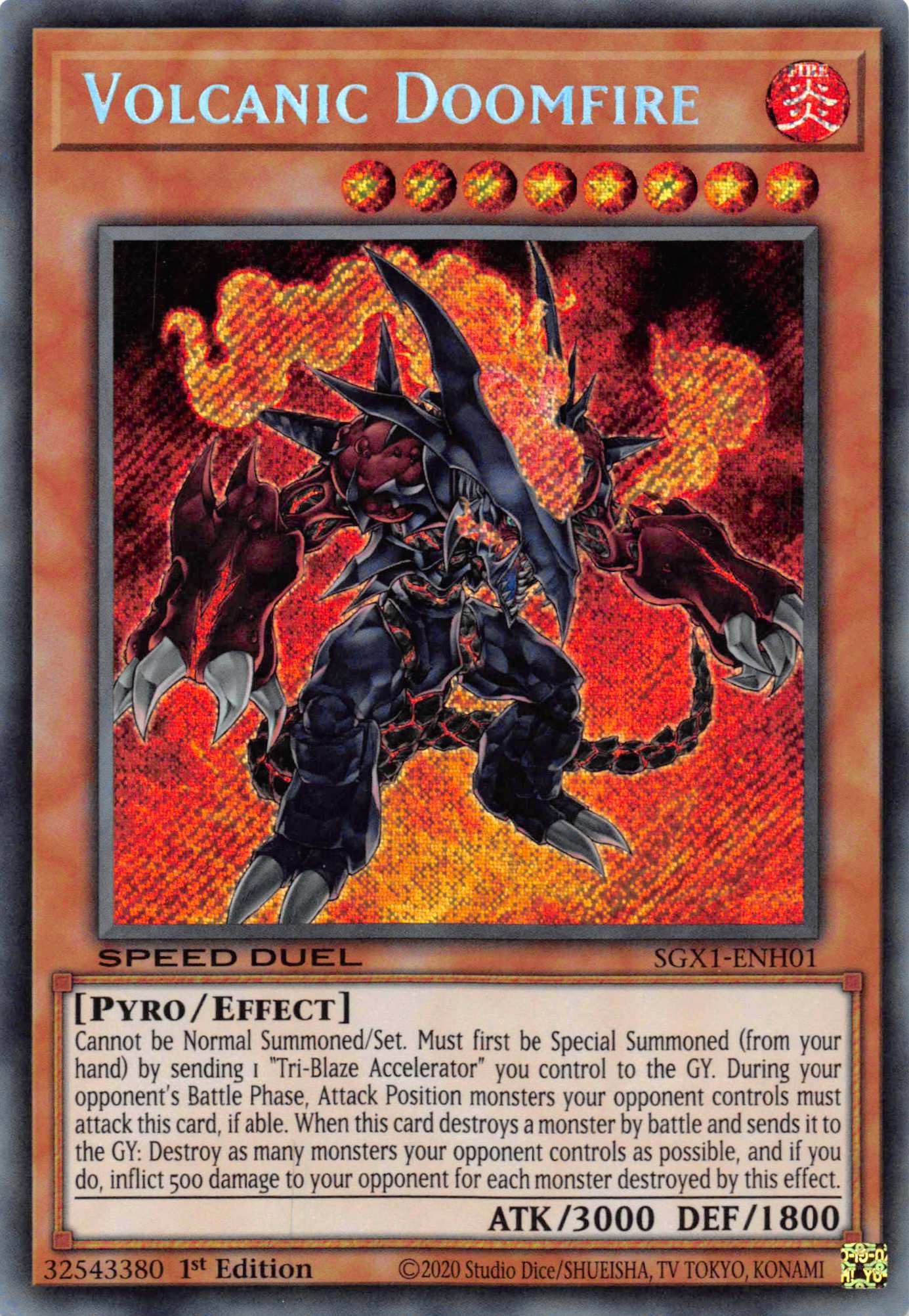 Volcanic Doomfire [SGX1-ENH01] Secret Rare | Jomio and Rueliete's Cards and Comics