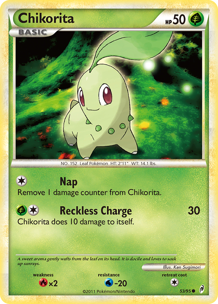 Chikorita (53/95) [HeartGold & SoulSilver: Call of Legends] | Jomio and Rueliete's Cards and Comics