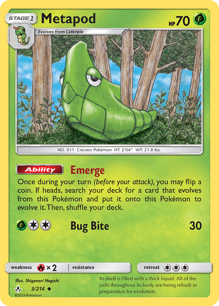 Metapod (3/214) [Sun & Moon: Unbroken Bonds] | Jomio and Rueliete's Cards and Comics