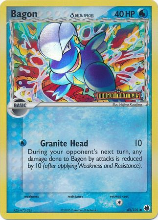 Bagon (43/101) (Delta Species) (Stamped) [EX: Dragon Frontiers] | Jomio and Rueliete's Cards and Comics