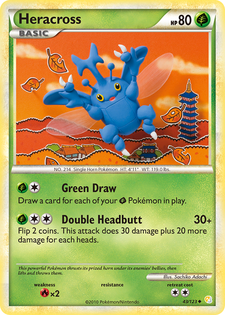 Heracross (43/123) [HeartGold & SoulSilver: Base Set] | Jomio and Rueliete's Cards and Comics