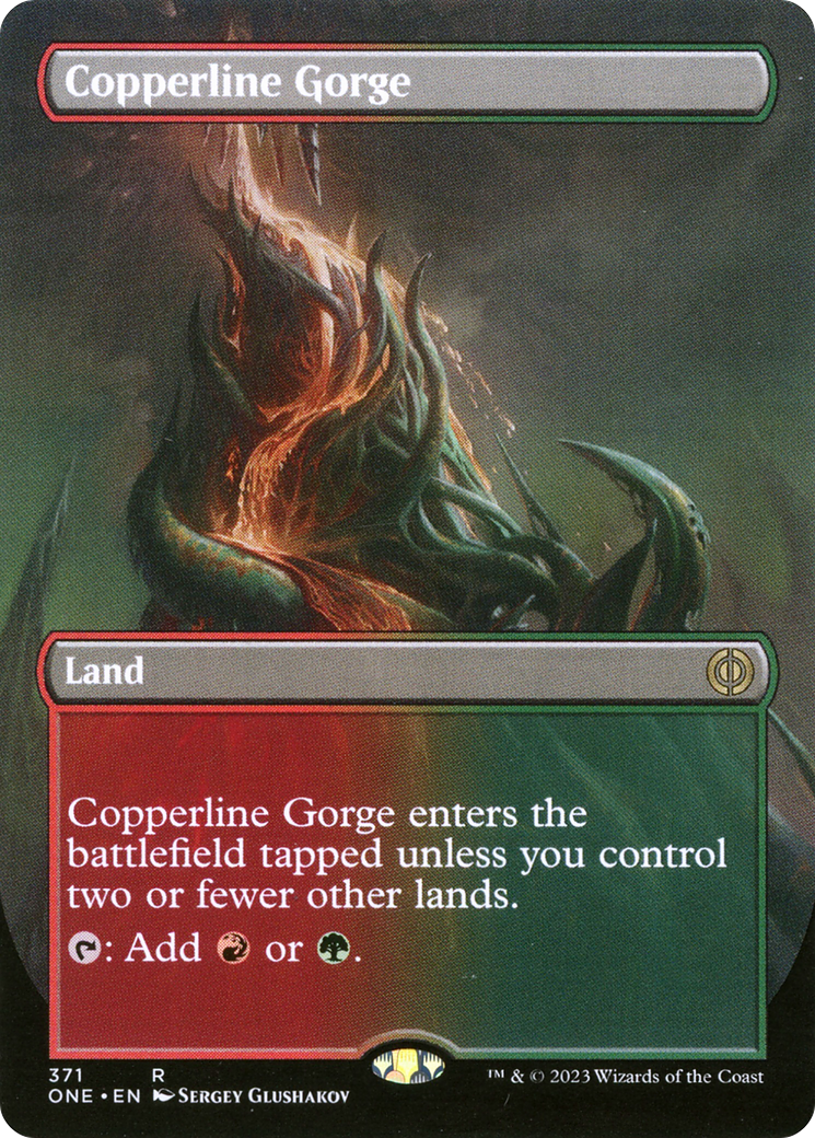 Copperline Gorge (Borderless Alternate Art) [Phyrexia: All Will Be One] | Jomio and Rueliete's Cards and Comics