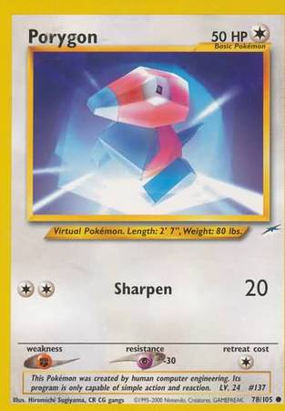 Porygon (78/105) [Neo Destiny Unlimited] | Jomio and Rueliete's Cards and Comics