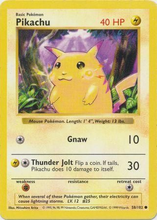 Pikachu (58/102) [Base Set Shadowless Unlimited] | Jomio and Rueliete's Cards and Comics