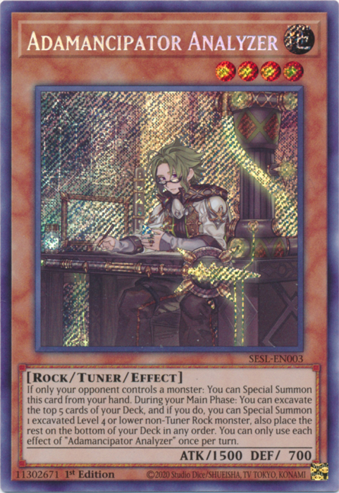 Adamancipator Analyzer [SESL-EN003] Secret Rare | Jomio and Rueliete's Cards and Comics